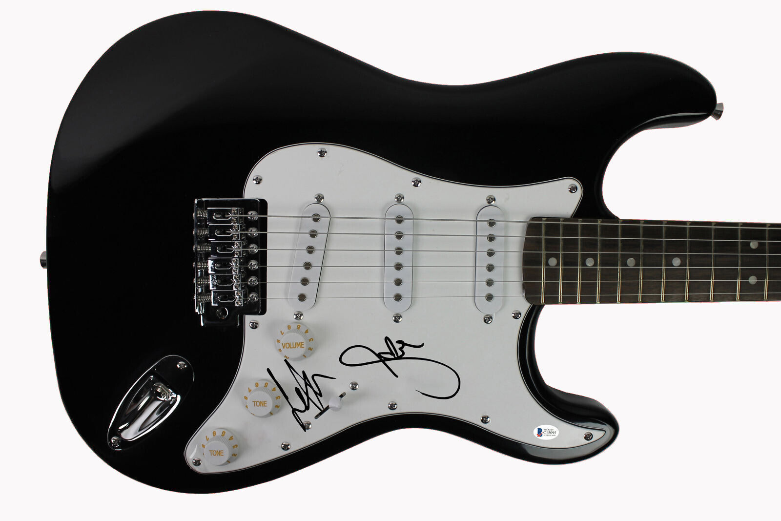 Perrie Edwards & Leigh-Anne Pinnock Little Mix Signed Guitar BAS #C15095