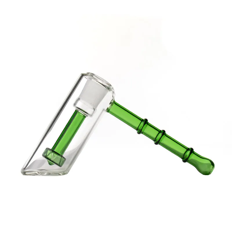6.3" glass hammer pipe with green color 
