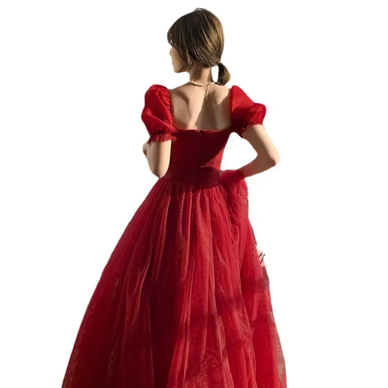Abebey-nye outfits Prom Evening Dresses Women Vestidos Mesh Red Party Wedding Bridesmaid Dress Zipper Elegant Banquet Gown Vestido 2025 Clothing-back to school dress 2025