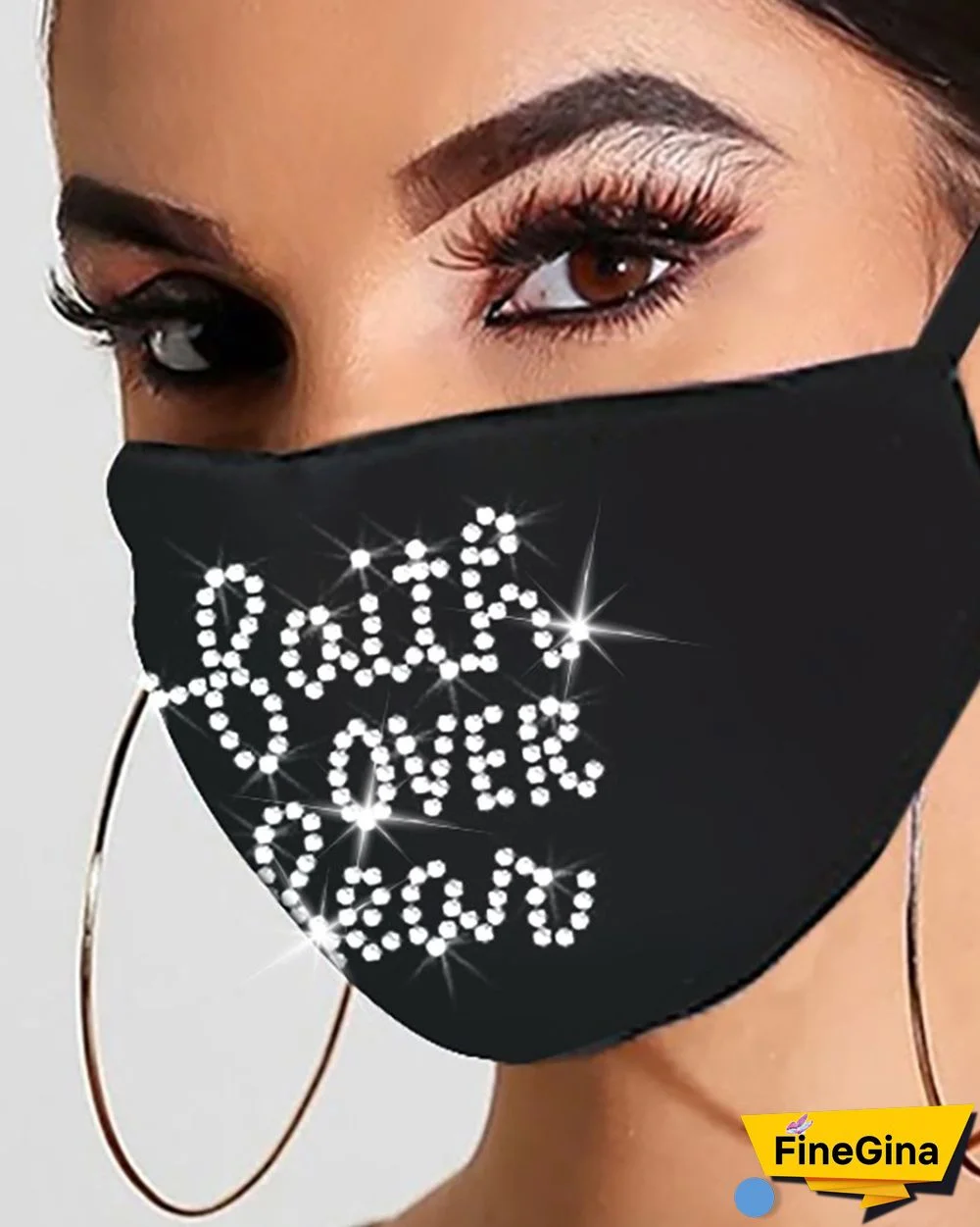 Bling Rhinestone Letter Pattern Face Mask