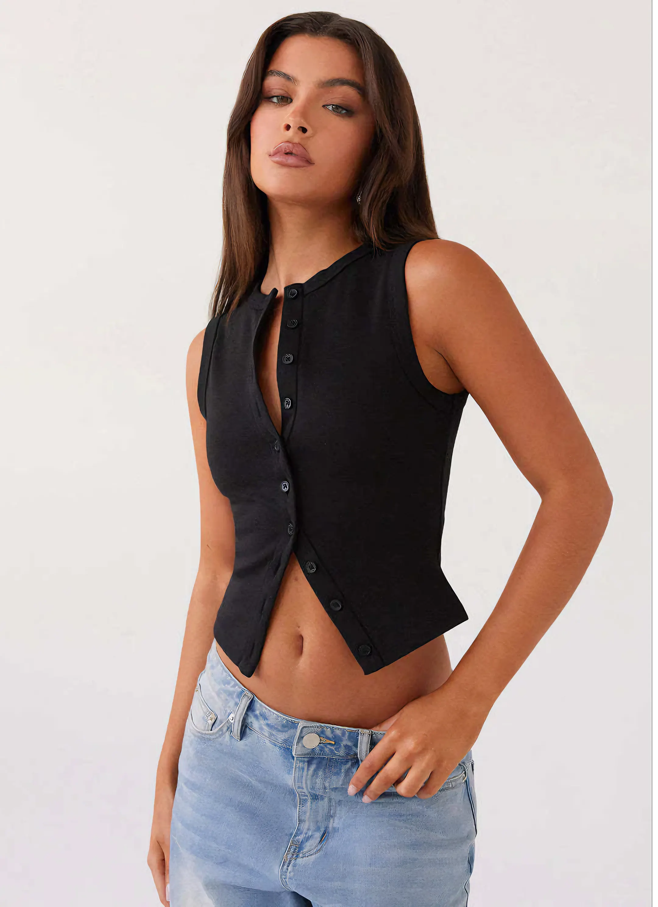 Damen Ärmelloses Rippstrickkleid mit Knopfleiste – Vielseitig-83523-0c5fe46b-92aa-486d-8093-321185ca5228