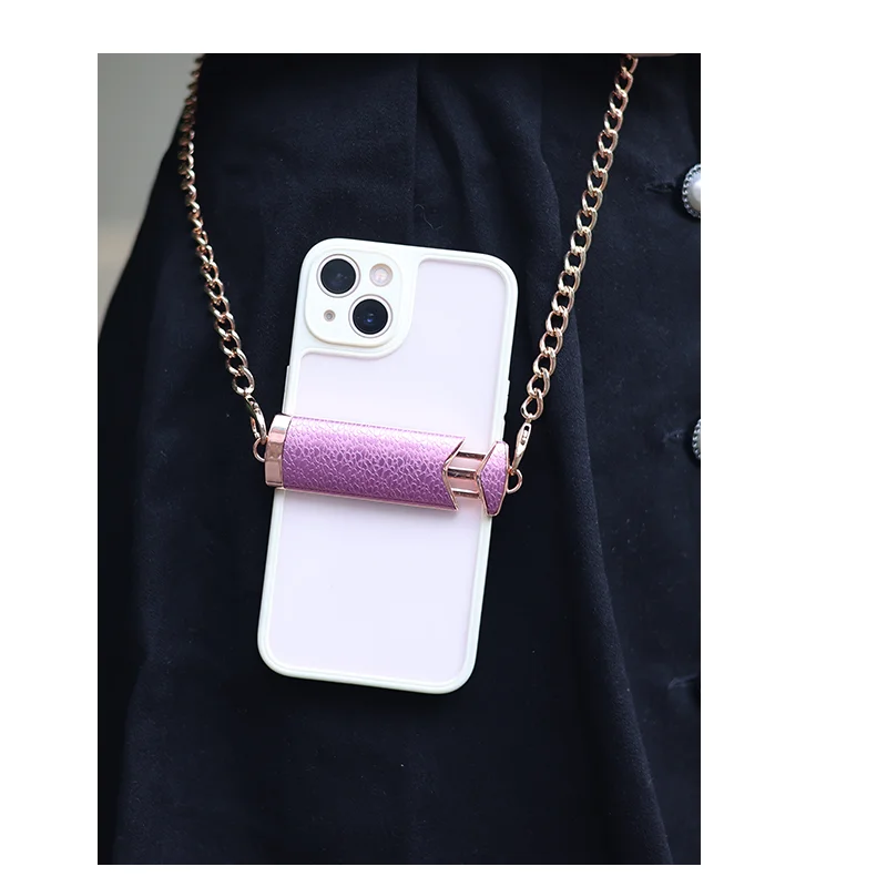 Adjustable Size Metal Chain Crossbody Phone Clip-Any phone can be carried over your shoulder like a backpack