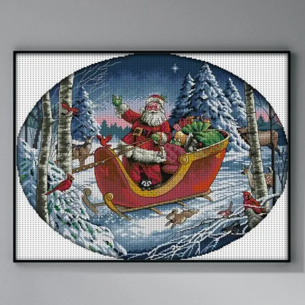 DIY Stamped Cross Stitch 14CT Partial Embroidery 53*44cm - Santa Claus
