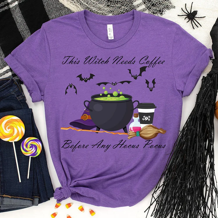 This Witch Needs Coffee Before Any Hocus Pocus T-Shirt-06883