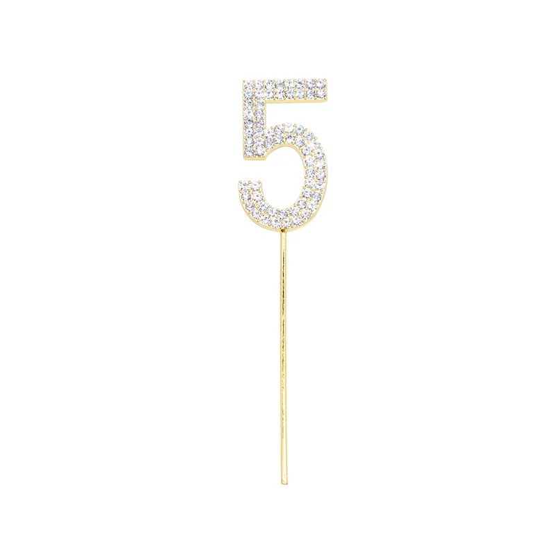 1Pc Gold Silver Diamond-studded Number 0-9 Cake Topper for Birthday Party Decoration Wedding Cake Decorations Cupcake Toppers