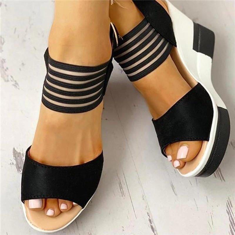 mesh wedge sandals