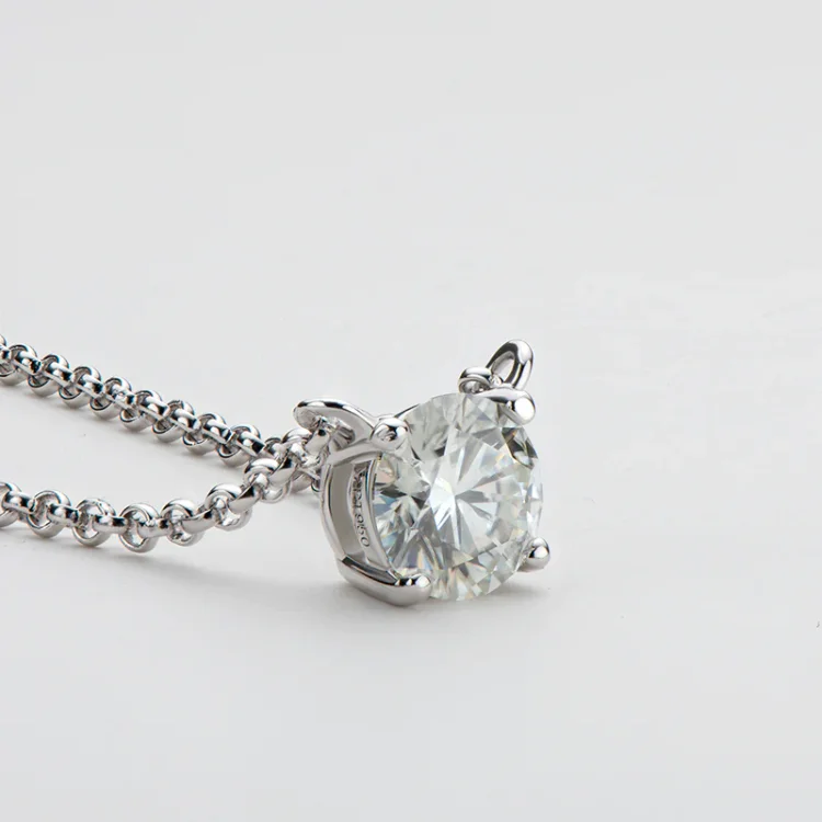 1CT Classic Brilliant Round Moissanite Diamond Pendant Necklace