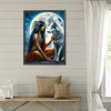 Diamond Painting-DIY Full Round Drill Girl Wolf(40*50CM)