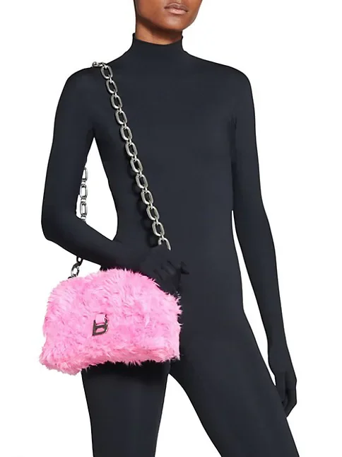 Balenciaga Downtown XS Shoulder Bag with Chain and Fake Fur