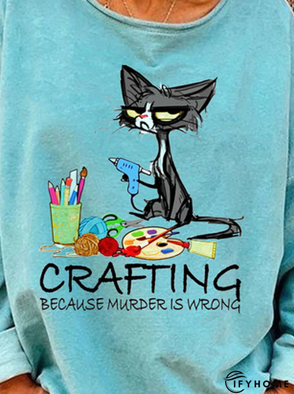 Loose Text Letter Crew Neck Sweatshirt | IFYHOME