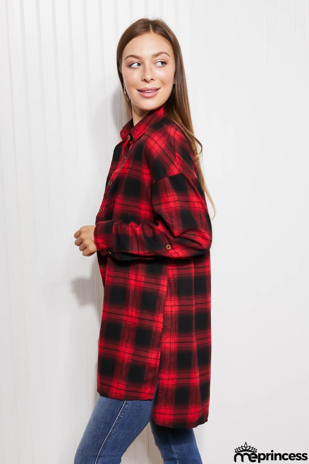 GeeGee Happy Harvest Plaid Button Up Tunic