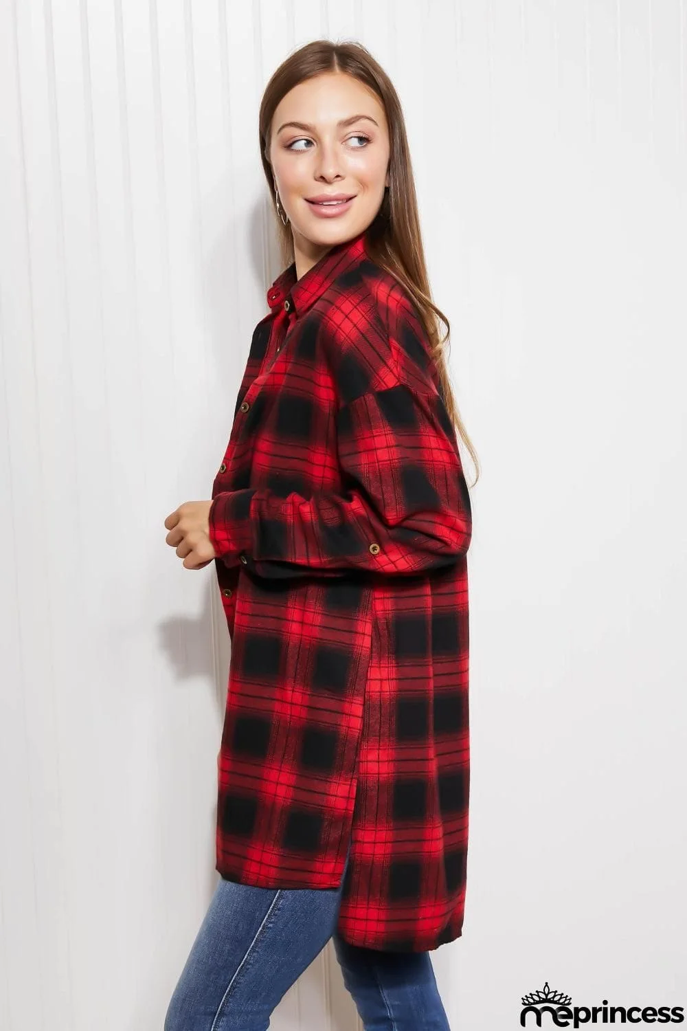 GeeGee Happy Harvest Plaid Button Up Tunic