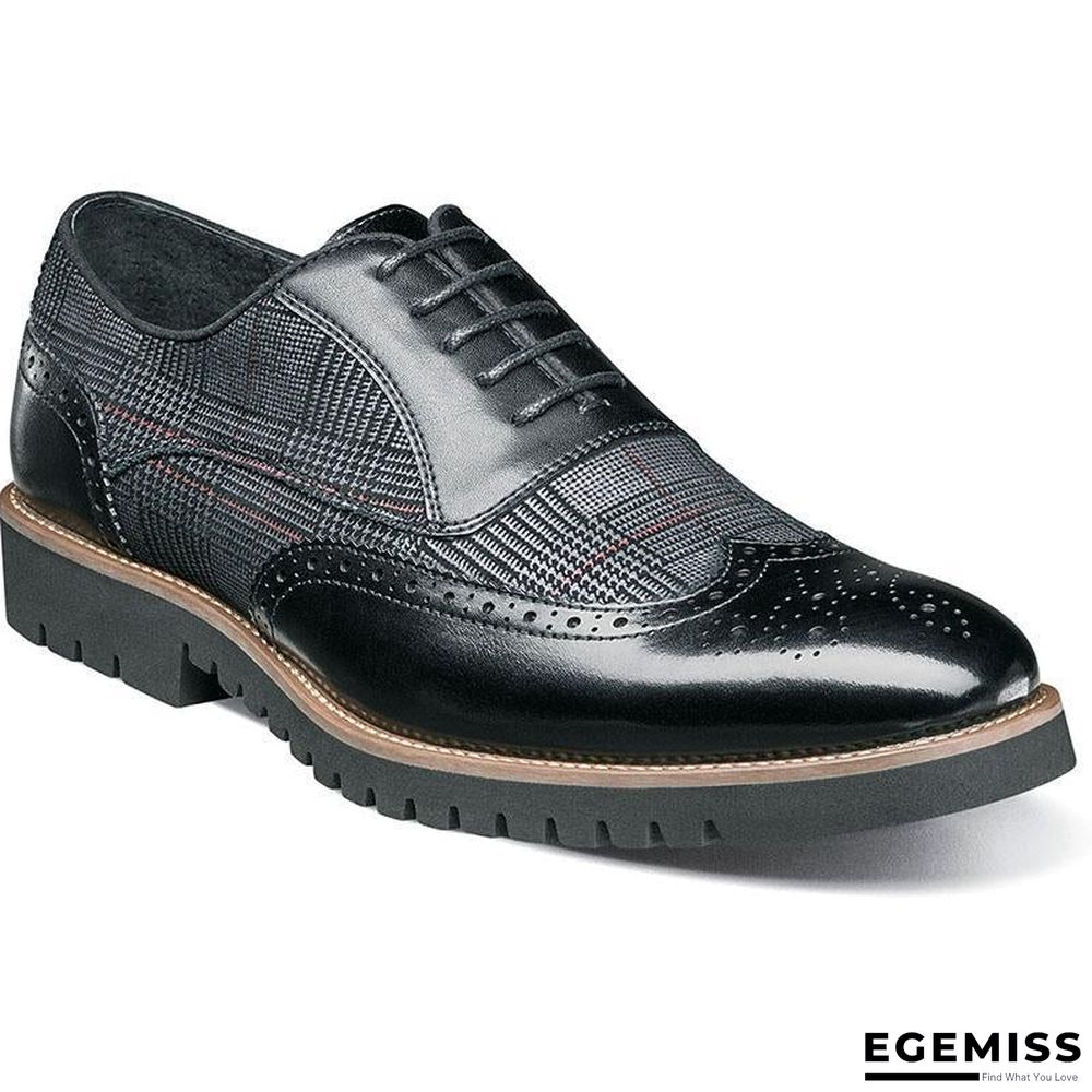 Men's Fashion Lattice Spliced Leather Brogue Shoes | EGEMISS