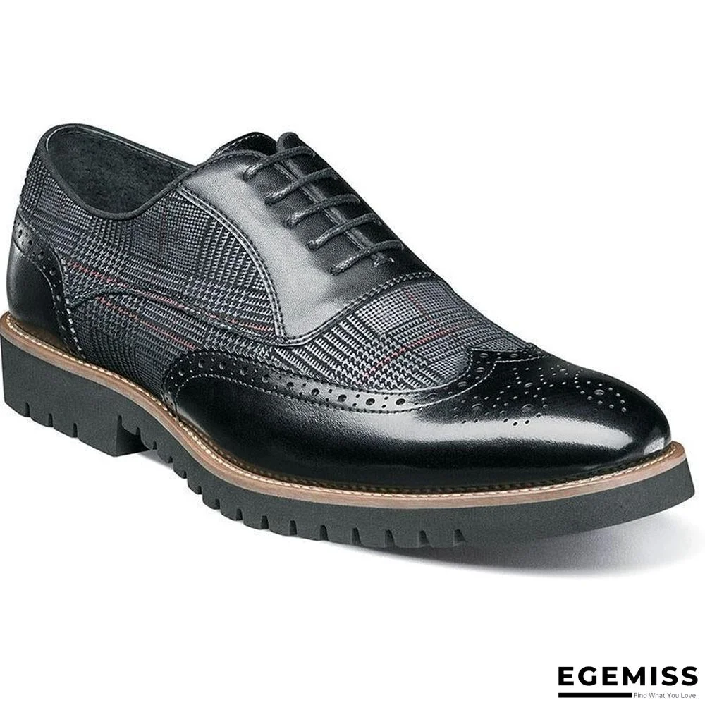Men's Fashion Lattice Spliced Leather Brogue Shoes | EGEMISS