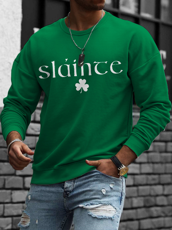 Slainte St. Patrick's Day Print Long Sleeve Sweatshirt wearshes