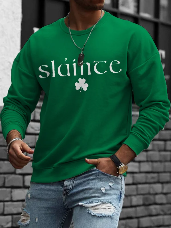 Wearshes Slainte St. Patrick's Day Print Long Sleeve Sweatshirt
