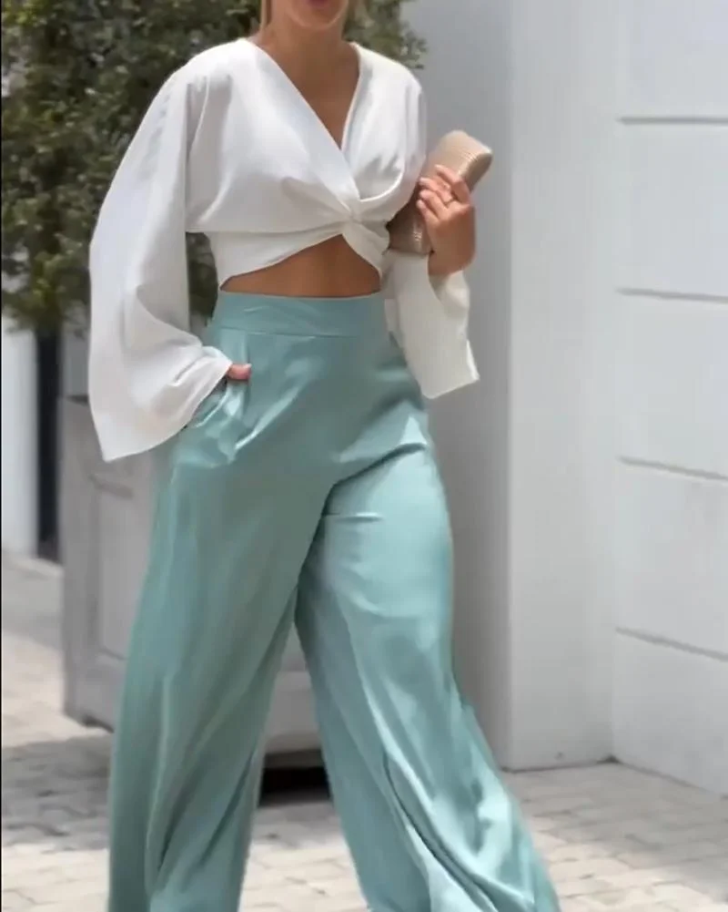 LOOSE SOLID COLOR TWO-PIECE SUIT