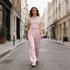Women's Vintage Street Style Pink Camo Casual Pants by Inlyline