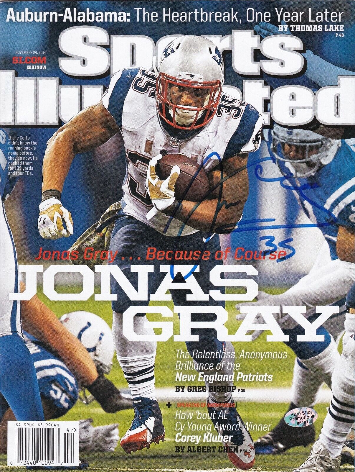 JONAS GRAY NEW ENGLAND PATRIOTS SIGNED SPORTS ILLUSTRATED