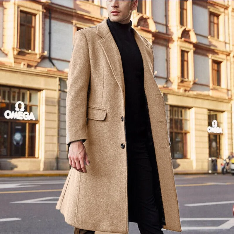 Uveng Uveng New British Men's Long Wind Coat, The Big Coat Wish Men's Coat