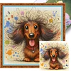 Colored Pencil Dachshund - 11CT Stamped Cross Stitch - 45*45cm - Dog
