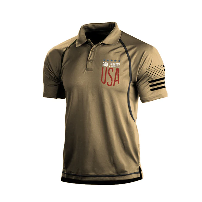 GOD FAMILY USA RAGLAN GRAPHIC POLO SHIRT