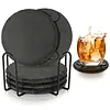 Square Slate Drink Coasters Set with Anti-Scratch Bottom for Home Office Kitchen