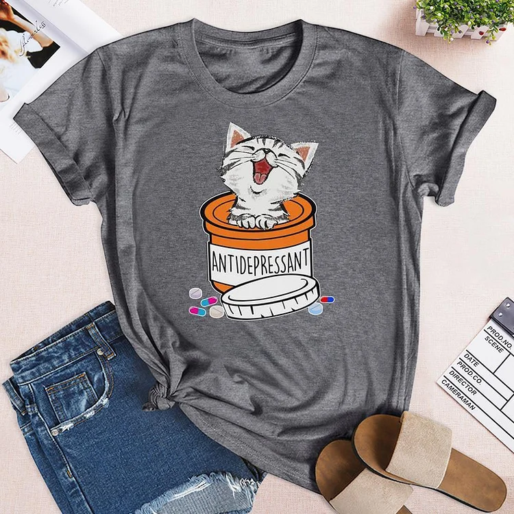 Antidepressant Cat T-shirt Tee - 01119-Annaletters