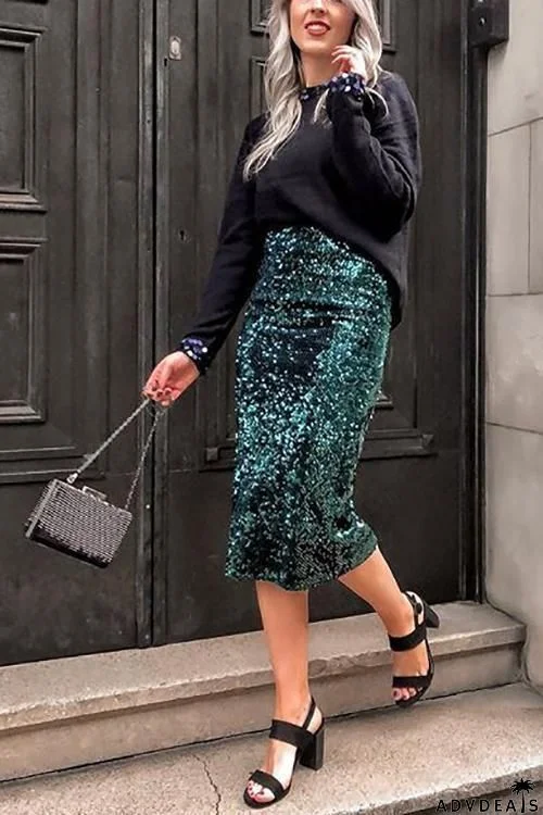 Sequin Pencil Skirt