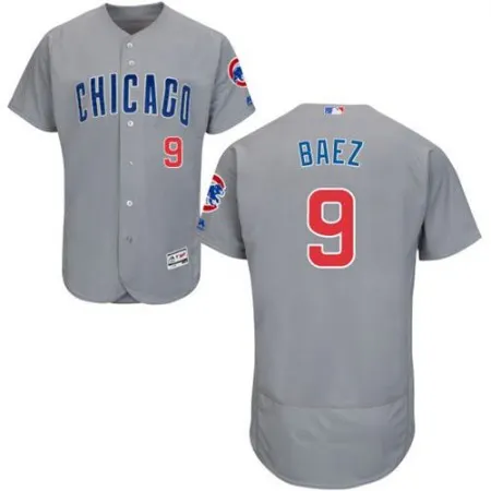 Men's Chicago Cubs #9 Javier Baez Grey Flexbase Authentic Collection Road Stitched MLB Jersey