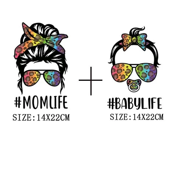 Mom&Baby Thermal Sticker On T-shirt DIY Washable Patch On Clothes Fashion Design Iron On Transfer For Hoodies Bag Decor Applique