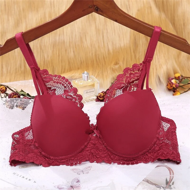 FINETOO Lace Push Up Bra Women Massage Cup Seamless Bras B C Cup Sexy Lingerie Ladies Brassiere Female Solid Color Underwear New