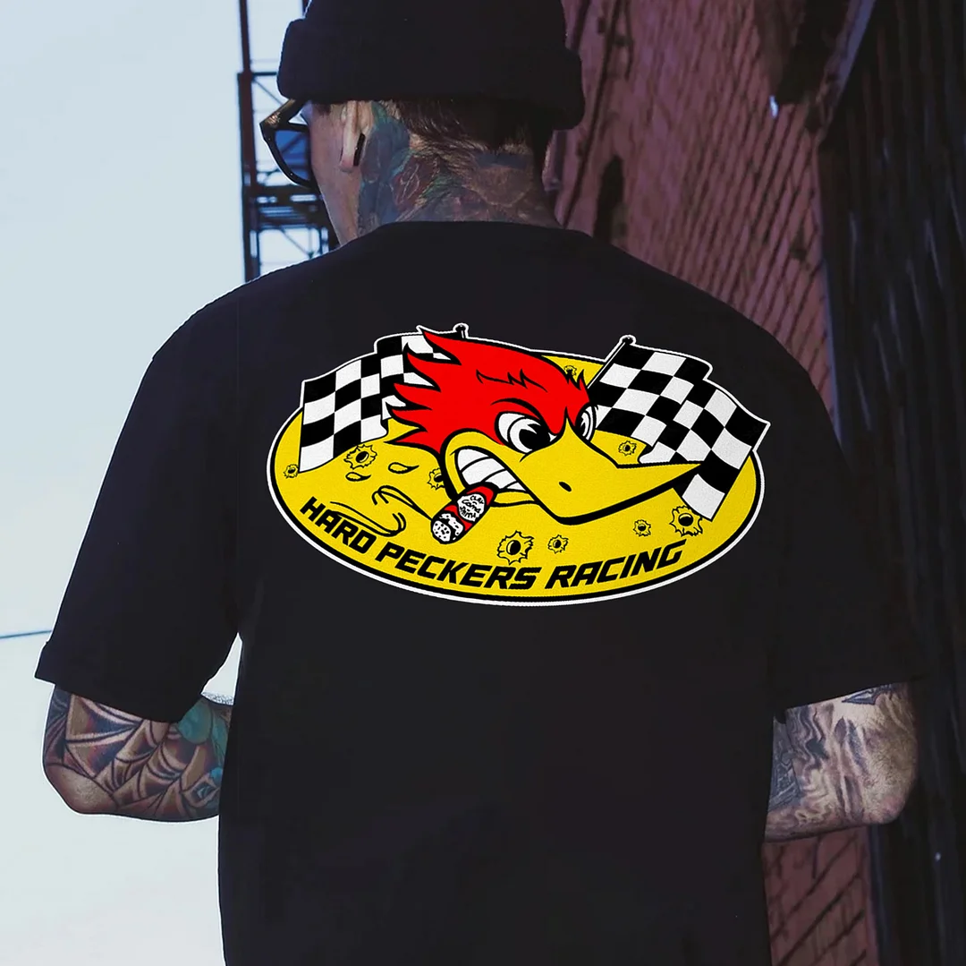 HARO PECKERS RACING Hot Rod Bird Print Men's T-shirt