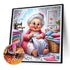 Diamond Painting-DIY Full Round Drill Old Lady With Tulips