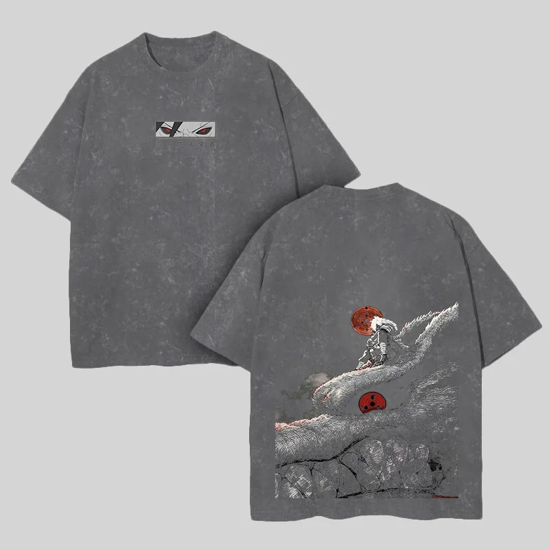 Retro Uchiha Madara X Naruto Anime Oversize Washed T-Shirt