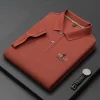 Men's 100% Cotton Lapel Solid Color Polo Shirt