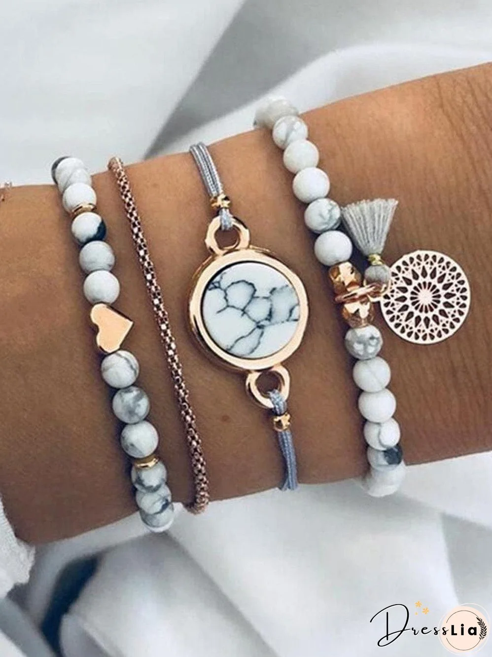 Marble Gray Beaded Bracelet Collection