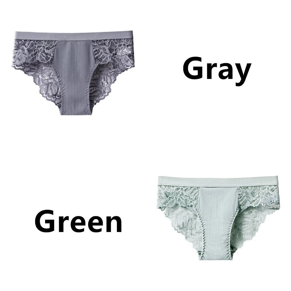 2Pcs/Lot Women's Invisible Underwear Panties Intimate Briefs For Women Sexy Transparent Floral Lace Panties Seamless Panty New