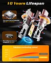 forenner H13 Fog Light Bulbs Upgraded 800% 33000LM Super Bright,1:1 Mini Size Direct Installation 6500K Cool White 9008 Fog Light, 7-Year Long Service Life with Fan, IP68 Waterproof Pack of 2