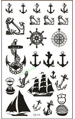 Waterproof Temporary Tattoo Sticker anchor compass sailboat tatto stickers flash tatoo fake tattoos for women girl men child