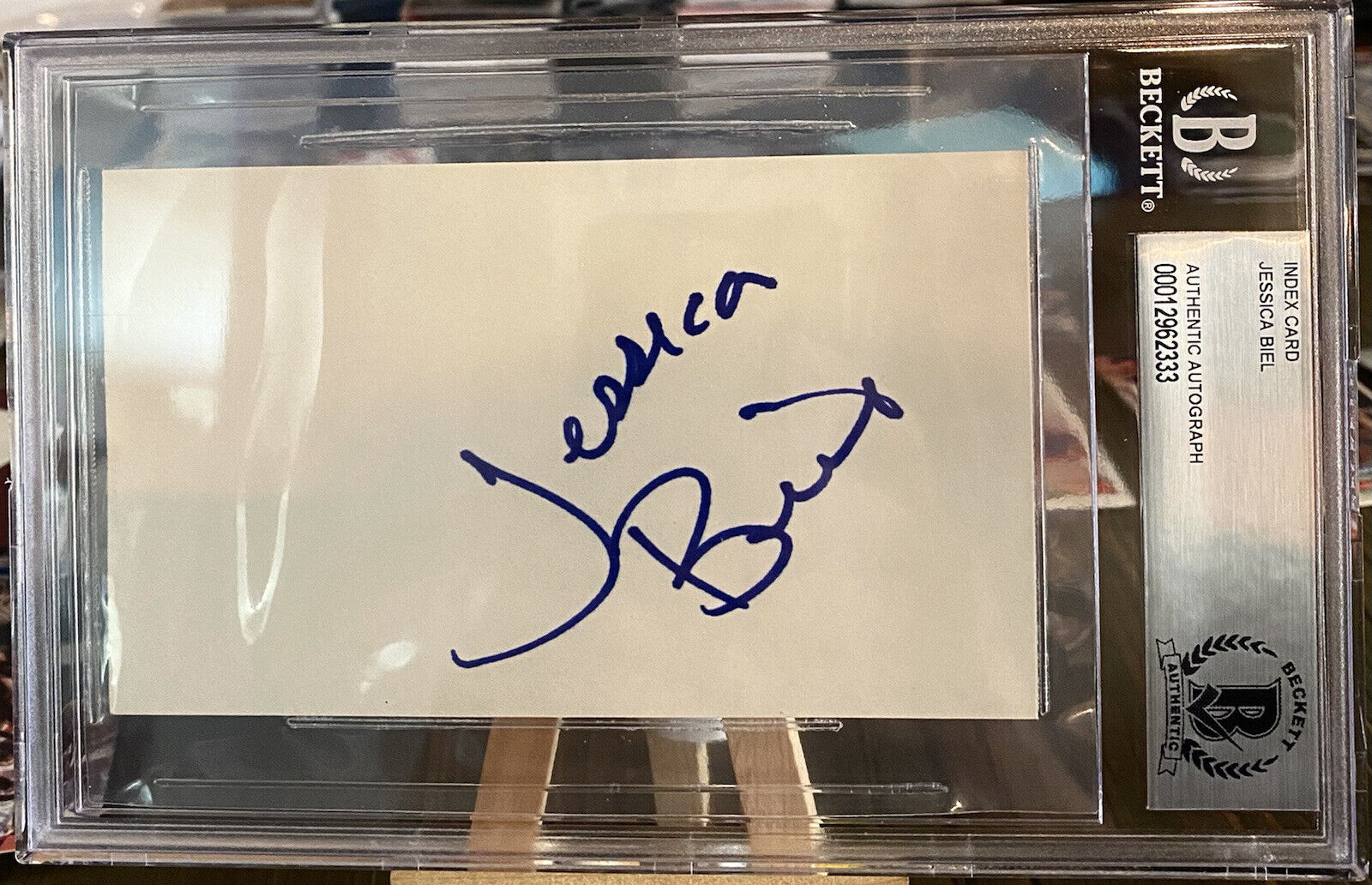 Jessica Biel Signed Index Card BAS COA Beckett Slabbed Authentic ULEE’S Gold