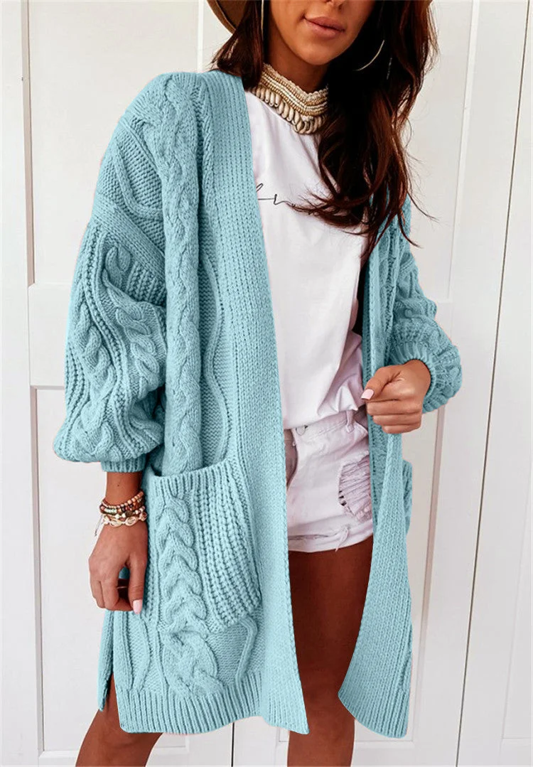 Cashmere Stretch Warm Twist Knit Cardigan