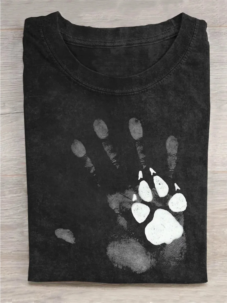 Human Hand and Dog Paw T-shirt Eagerlys