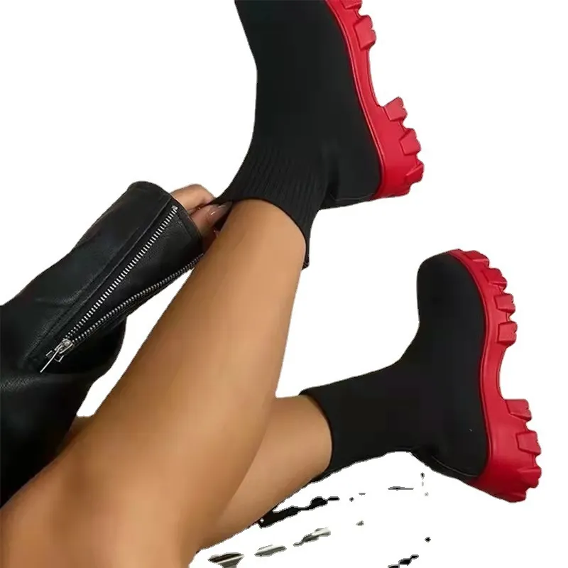 Breakj Breakj Women's Flying Sports Short Boots Women's Autumn And Winter New Women's Boots Large-Size One-Legged Pedal Socks Boots