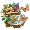 Coffee Flower Butterfly-Partial Speical Shaped Diamond Painting 30*30CM