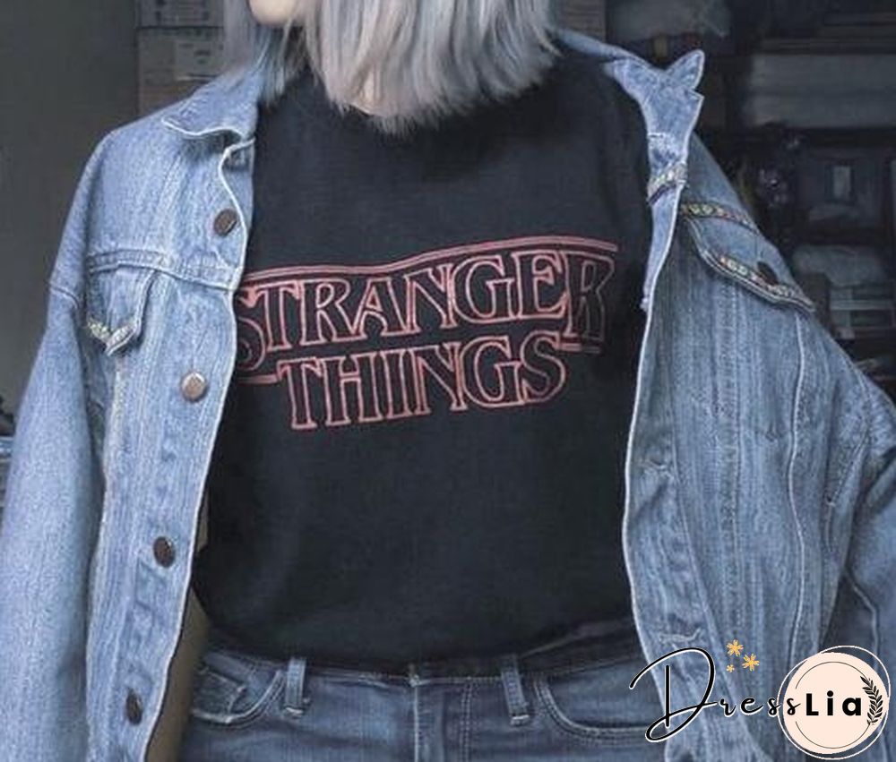 The Stranger Thing Theme Tv Show Movies T-Shirt Unisex Men Women 100% Cotton Cool Grunge T-Shirt Harajuku Short Sleeves