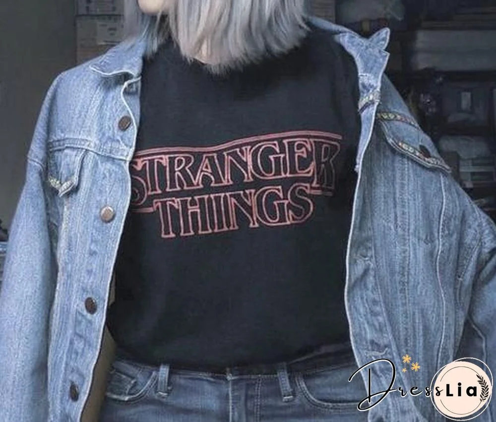 The Stranger Thing Theme Tv Show Movies T-Shirt Unisex Men Women 100% Cotton Cool Grunge T-Shirt Harajuku Short Sleeves