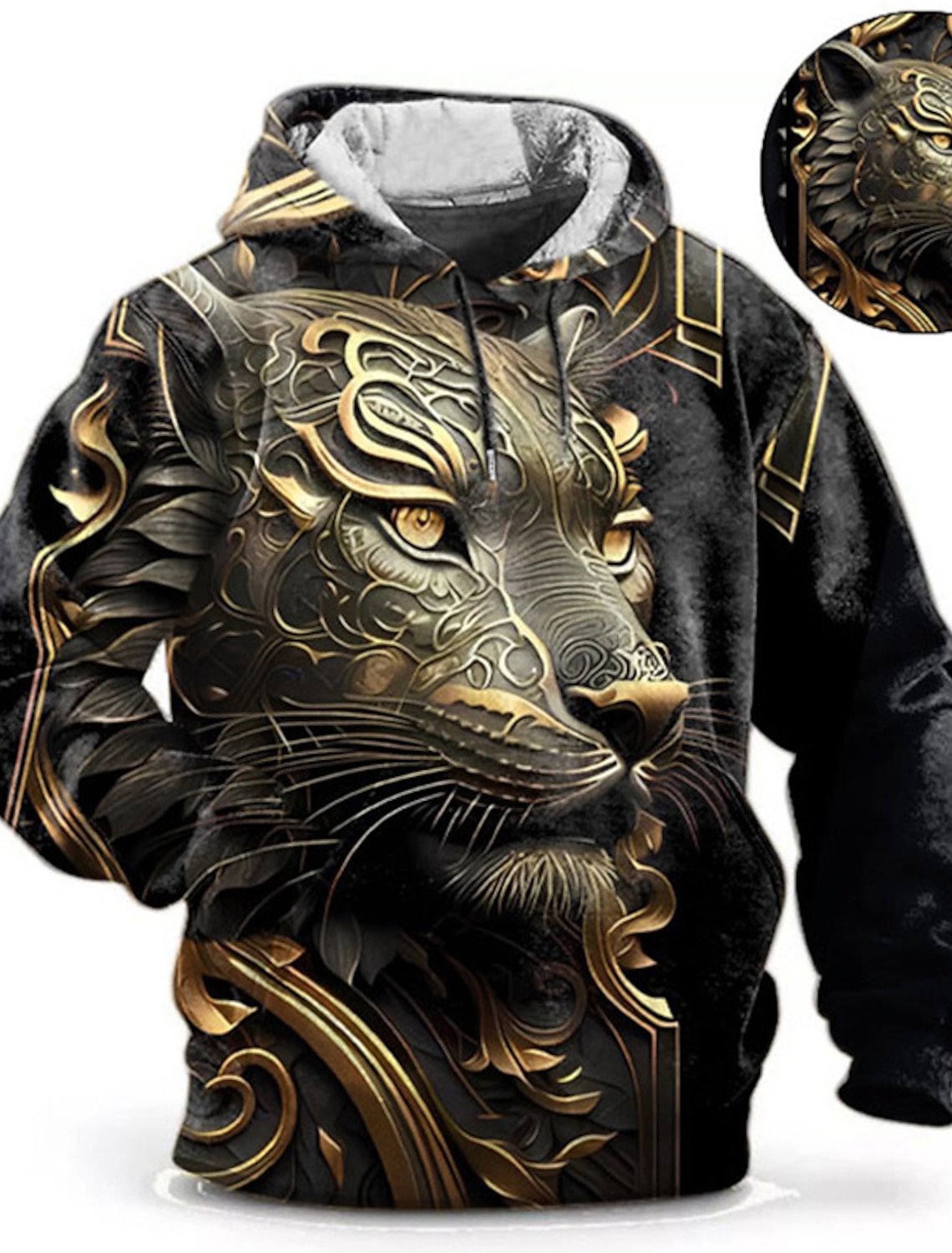 Destinybetclub New Graphic Lion Men's Fashion 3D Print Hoodie Streetwear Hoodies Long Sleeve Hooded Print Front Pocket Spring Hoodie Sweatshirt