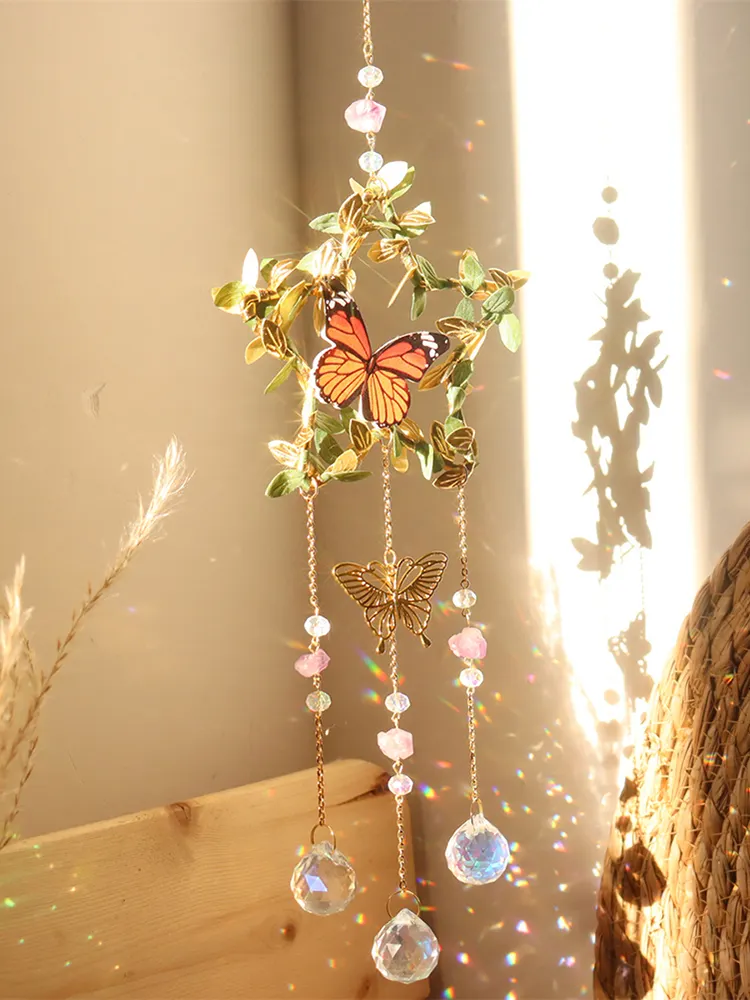 Crystal Wind Chime Star Moon Love Prism Catchers Ornament Home Garden Decor