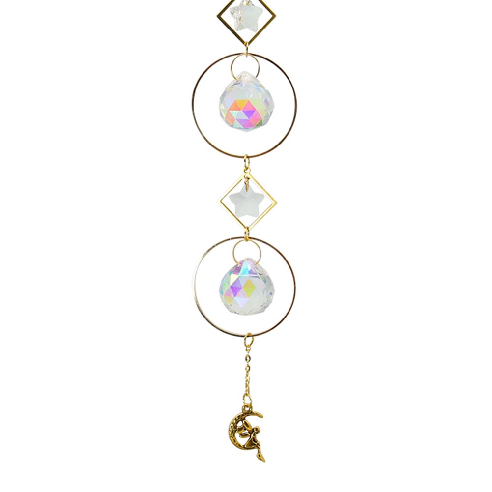 Crystal Wind Chime Star Moon Pendant Colorful Beads Hanging Drop Home Decor